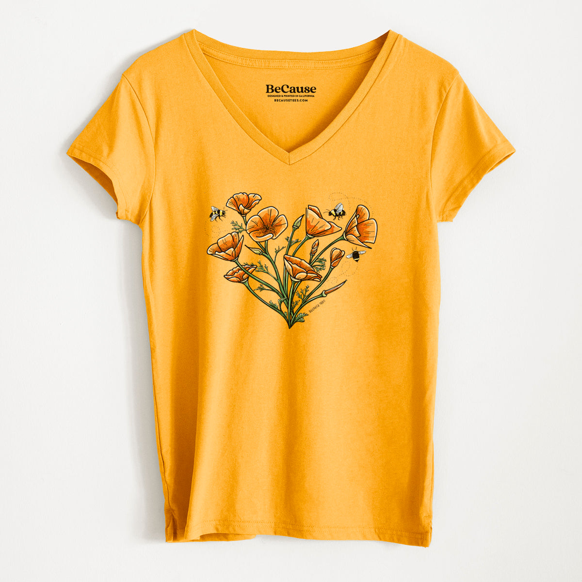 Color California Poppy Heart - Women&#39;s 100% Recycled V-neck