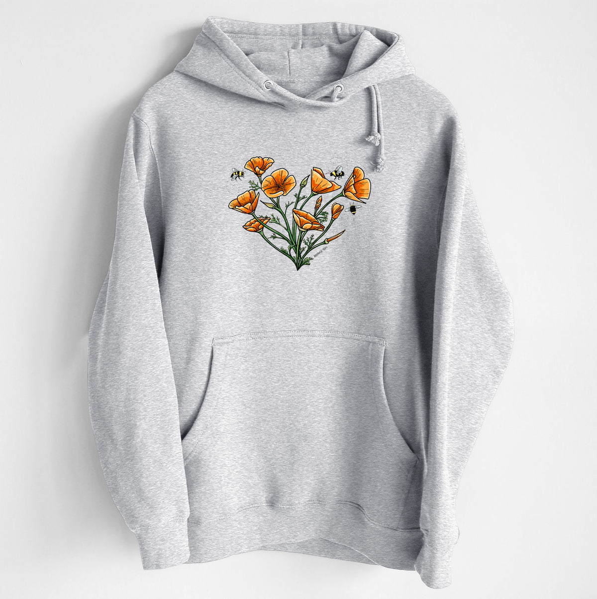 Color California Poppy Heart - Heavyweight Fleece Hoodie