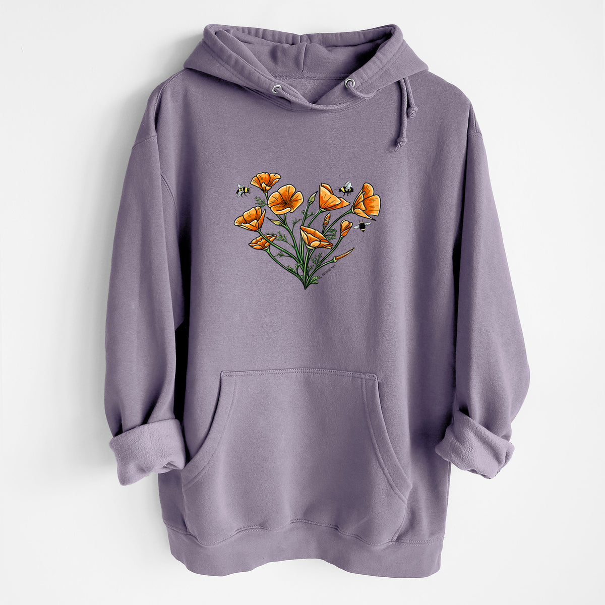 Color California Poppy Heart - Heavyweight Fleece Hoodie