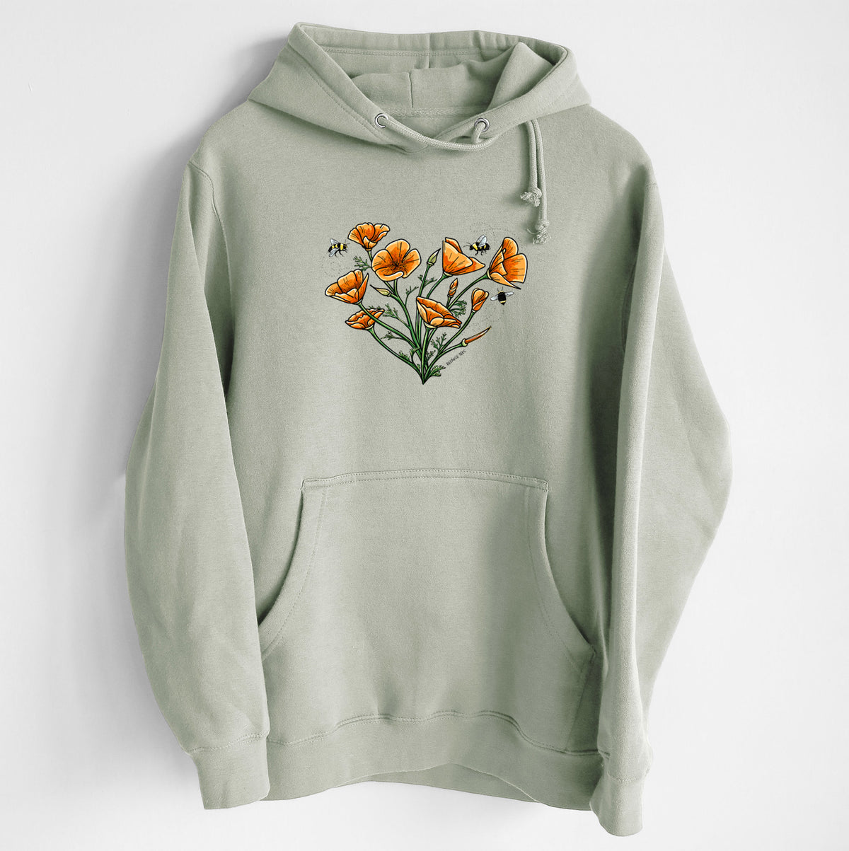 Color California Poppy Heart - Heavyweight Fleece Hoodie