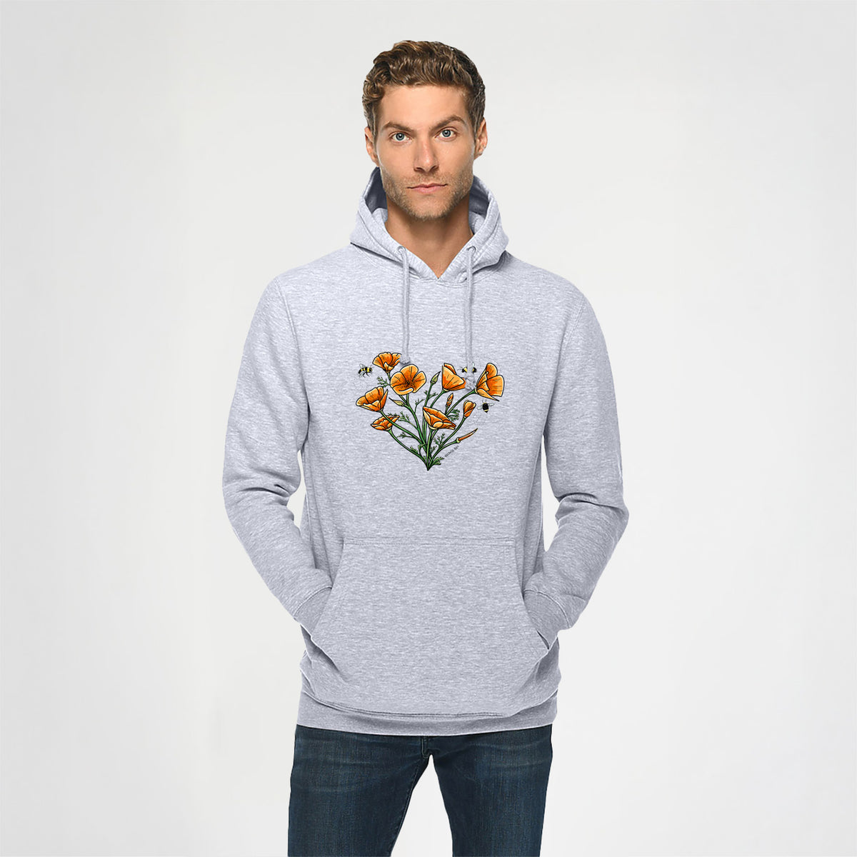 Color California Poppy Heart - Heavyweight Fleece Hoodie