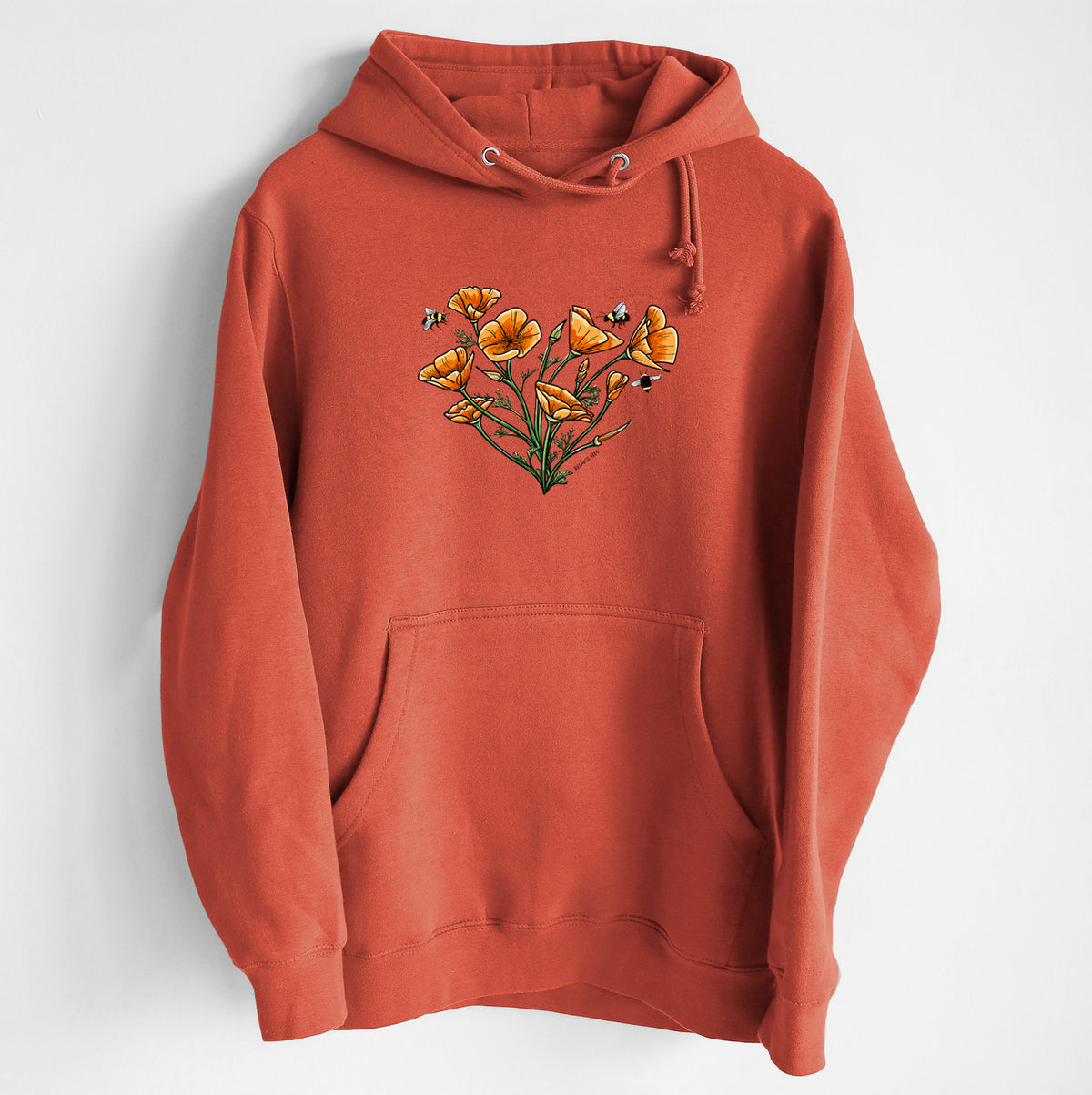 Color California Poppy Heart - Heavyweight Fleece Hoodie