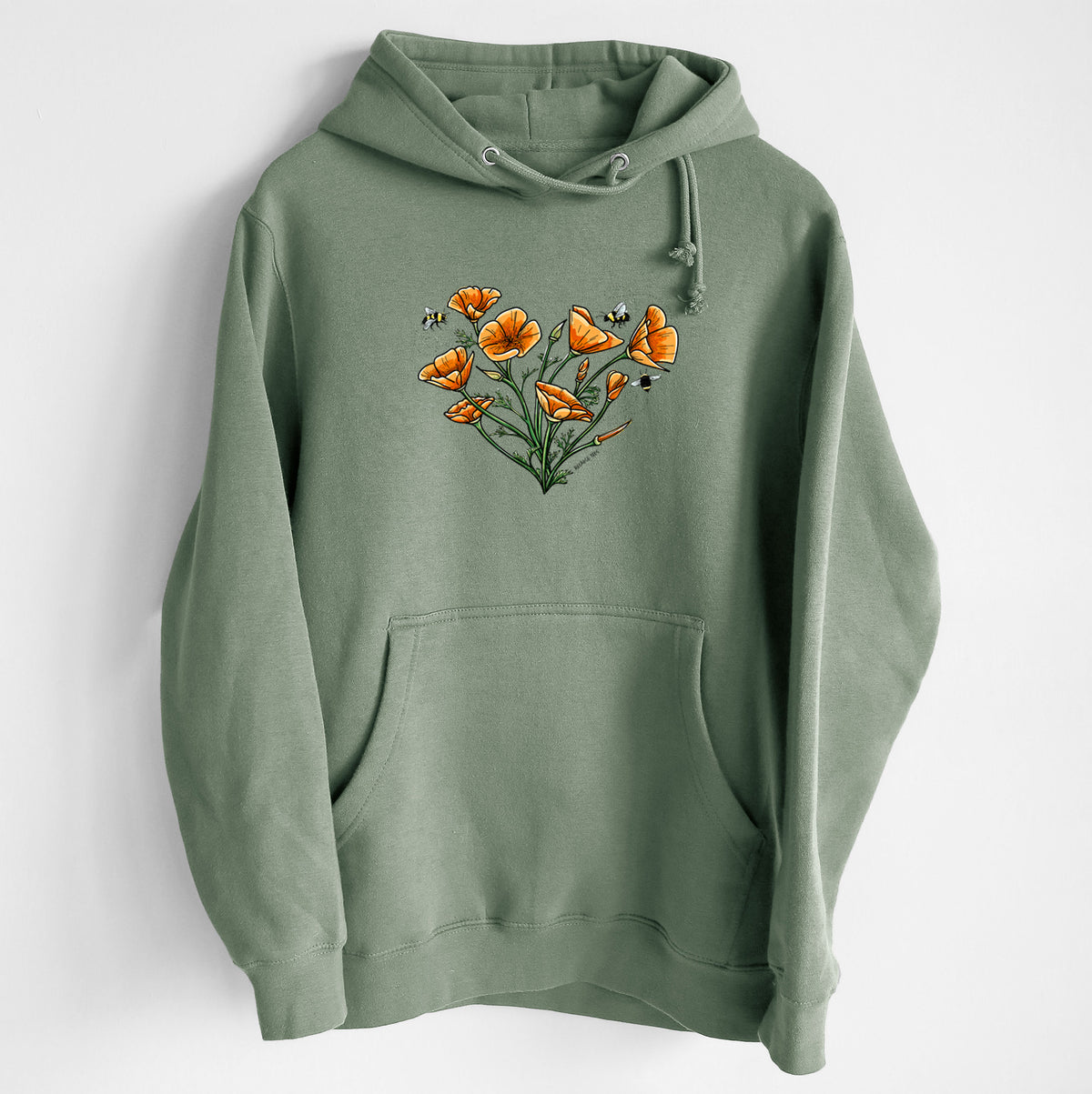 Color California Poppy Heart - Heavyweight Fleece Hoodie