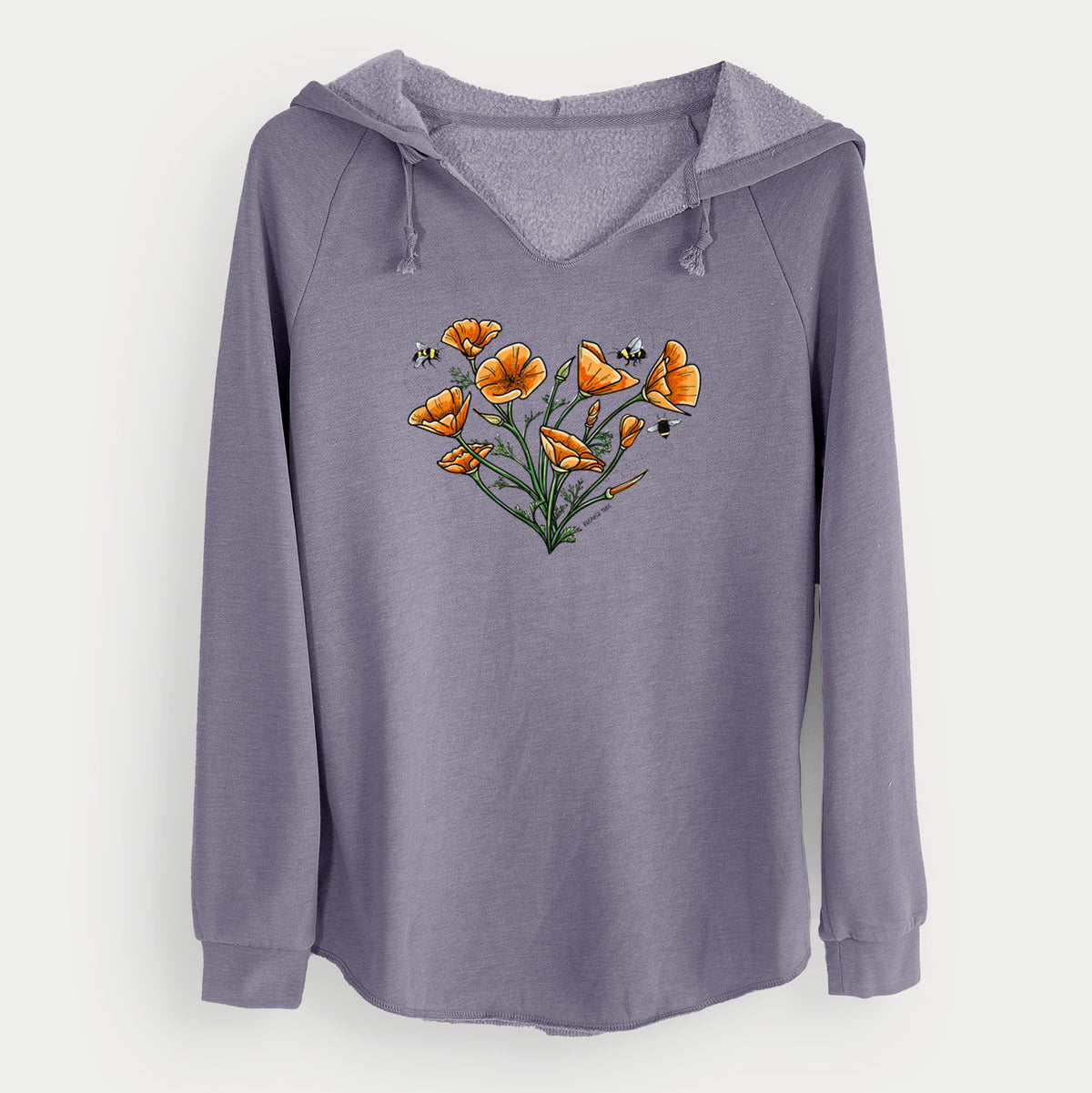 Color California Poppy Heart - Cali Wave Hooded Sweatshirt