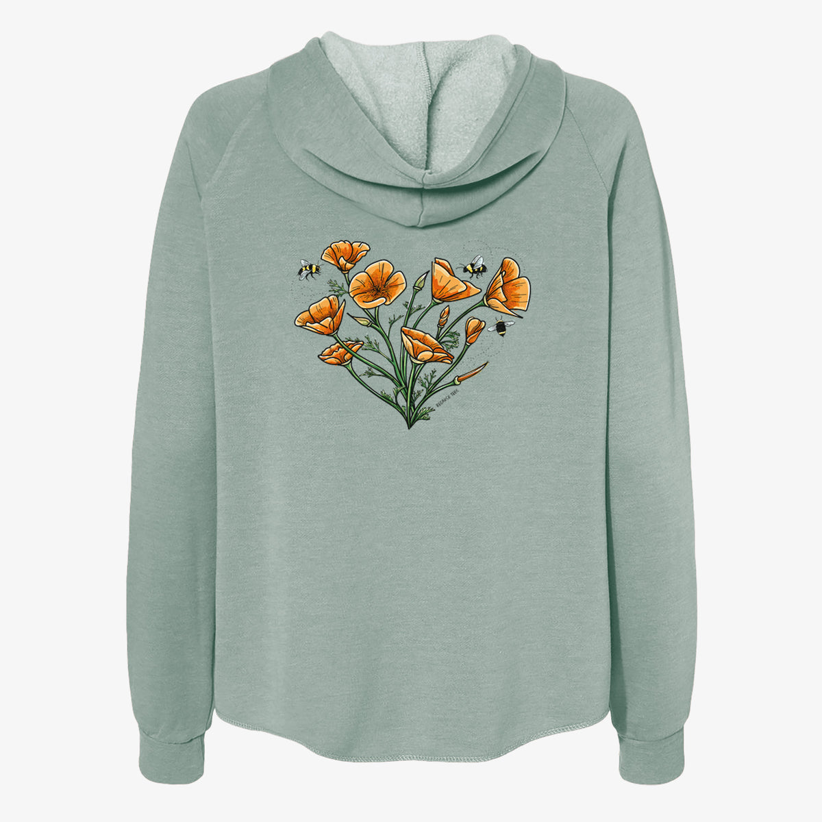 Color California Poppy Heart - Women&#39;s Cali Wave Zip-Up Sweatshirt