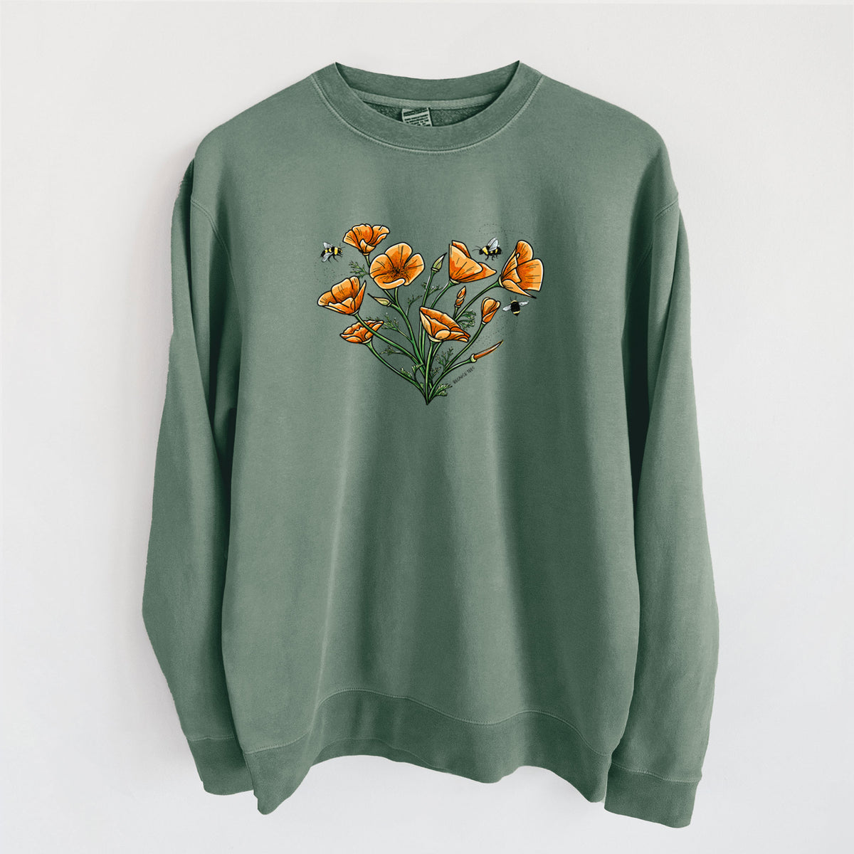 Color California Poppy Heart - Unisex Pigment Dyed Crew Sweatshirt