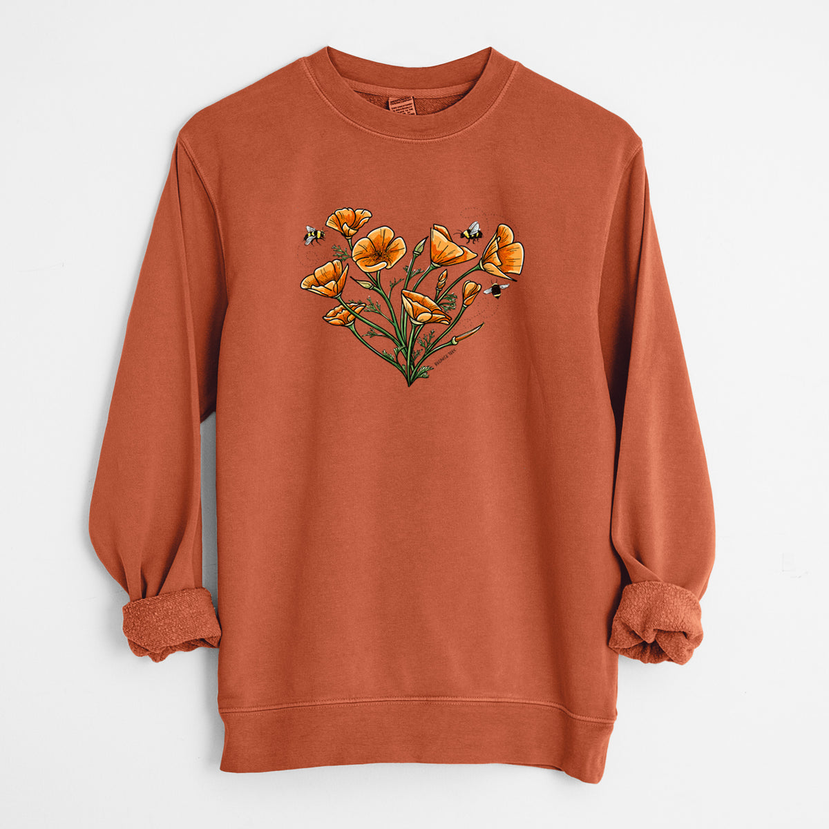 Color California Poppy Heart - Unisex Pigment Dyed Crew Sweatshirt