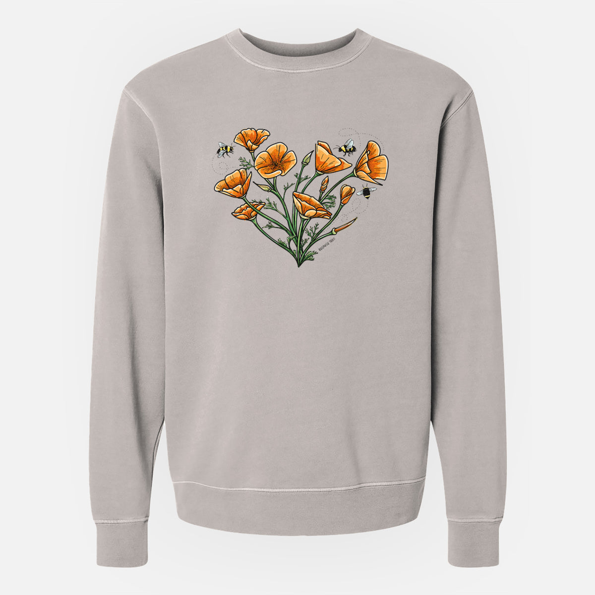 Color California Poppy Heart - Unisex Pigment Dyed Crew Sweatshirt