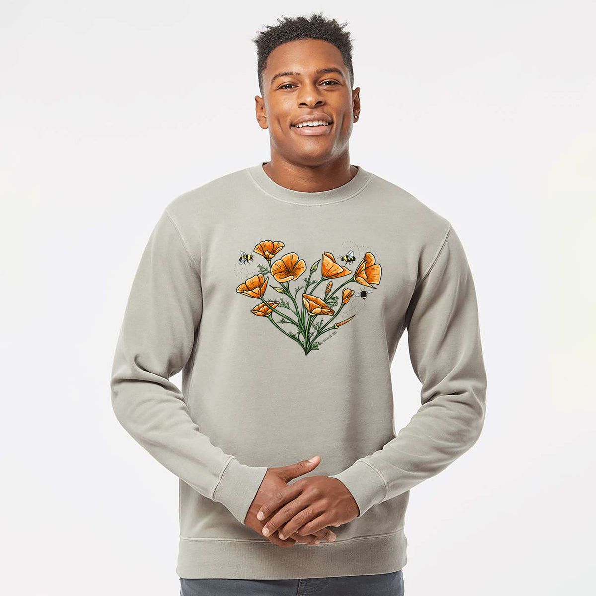 Color California Poppy Heart - Unisex Pigment Dyed Crew Sweatshirt