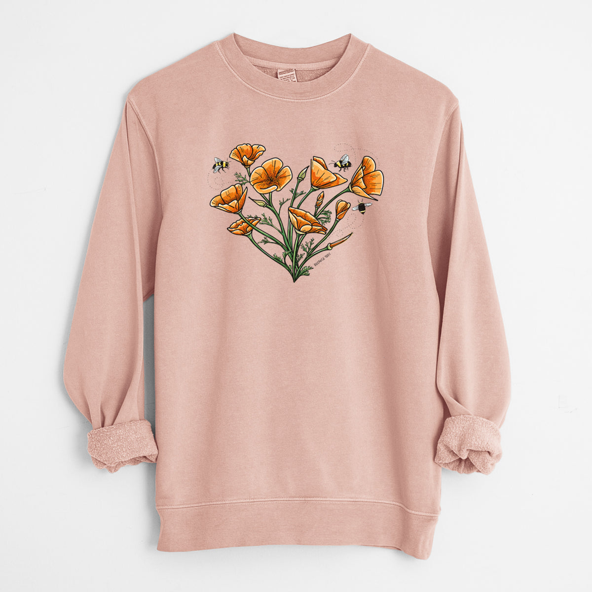 Color California Poppy Heart - Unisex Pigment Dyed Crew Sweatshirt