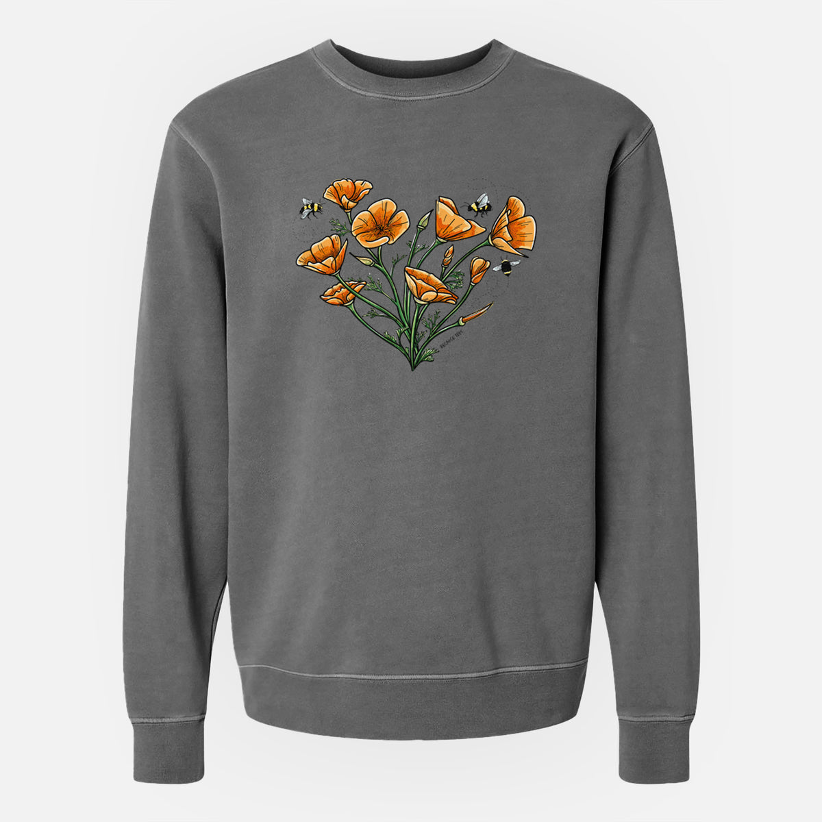 Color California Poppy Heart - Unisex Pigment Dyed Crew Sweatshirt