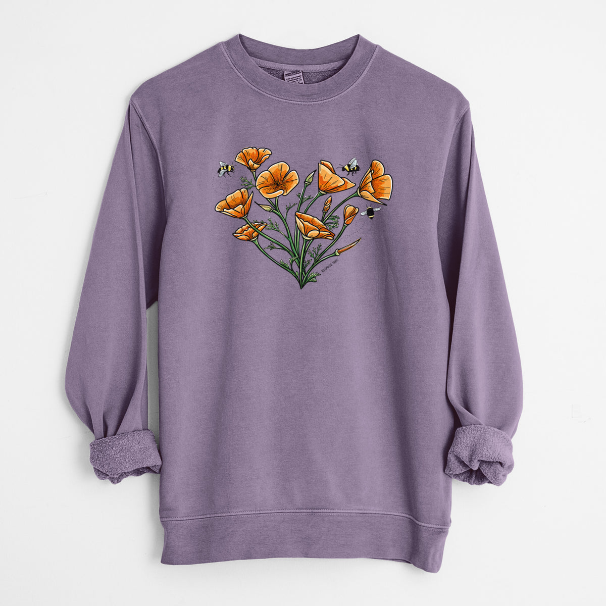 Color California Poppy Heart - Unisex Pigment Dyed Crew Sweatshirt