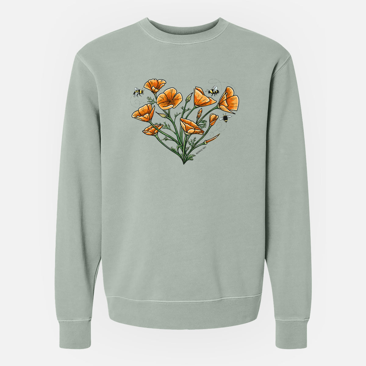 Color California Poppy Heart - Unisex Pigment Dyed Crew Sweatshirt