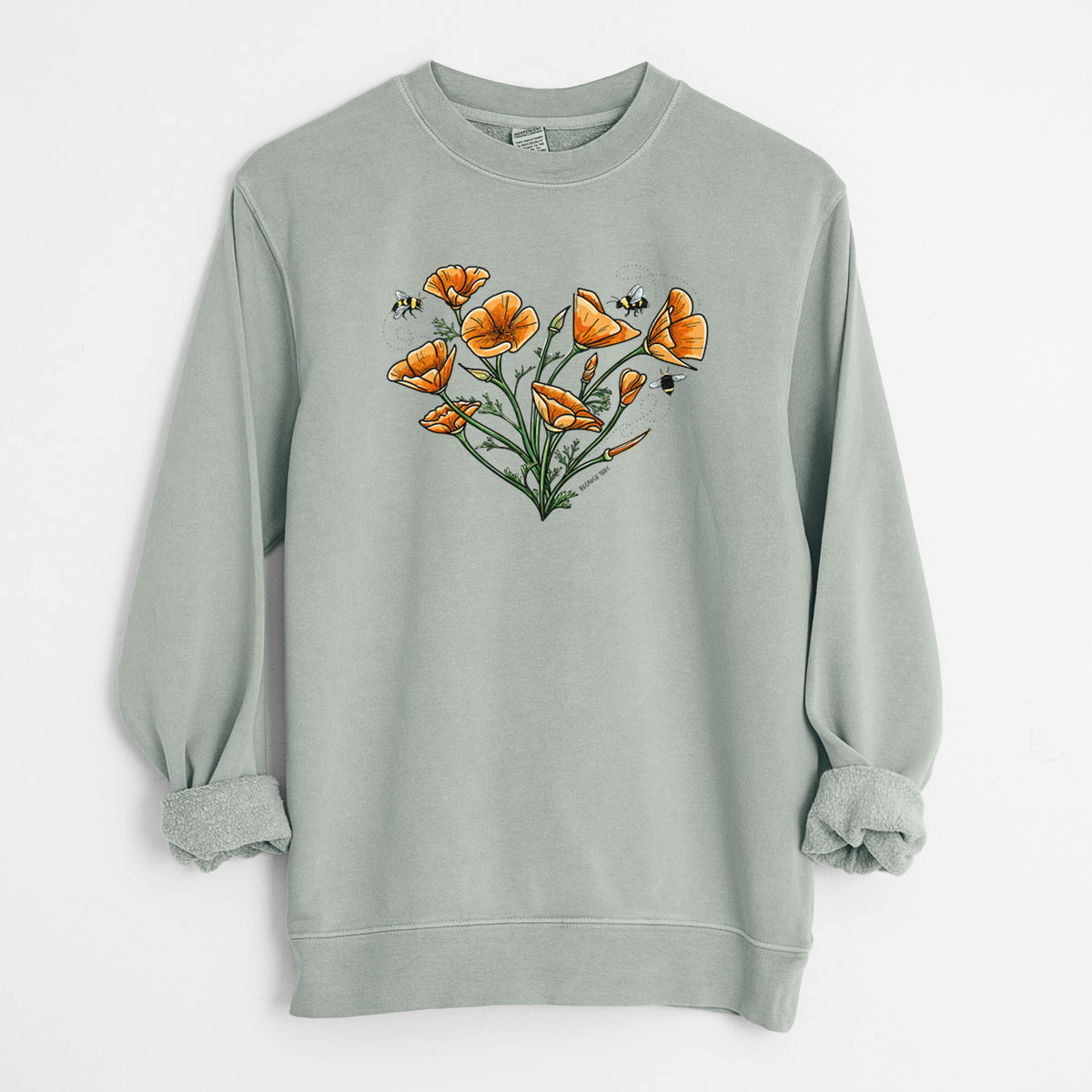 Color California Poppy Heart - Unisex Pigment Dyed Crew Sweatshirt