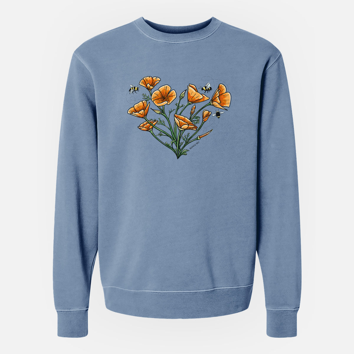 Color California Poppy Heart - Unisex Pigment Dyed Crew Sweatshirt