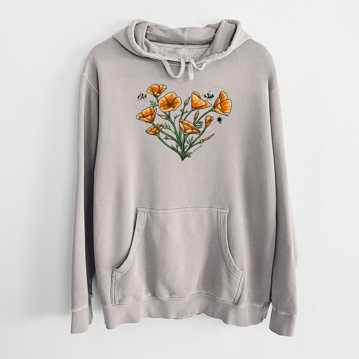 Color California Poppy Heart - Unisex Pigment Dyed Hoodie