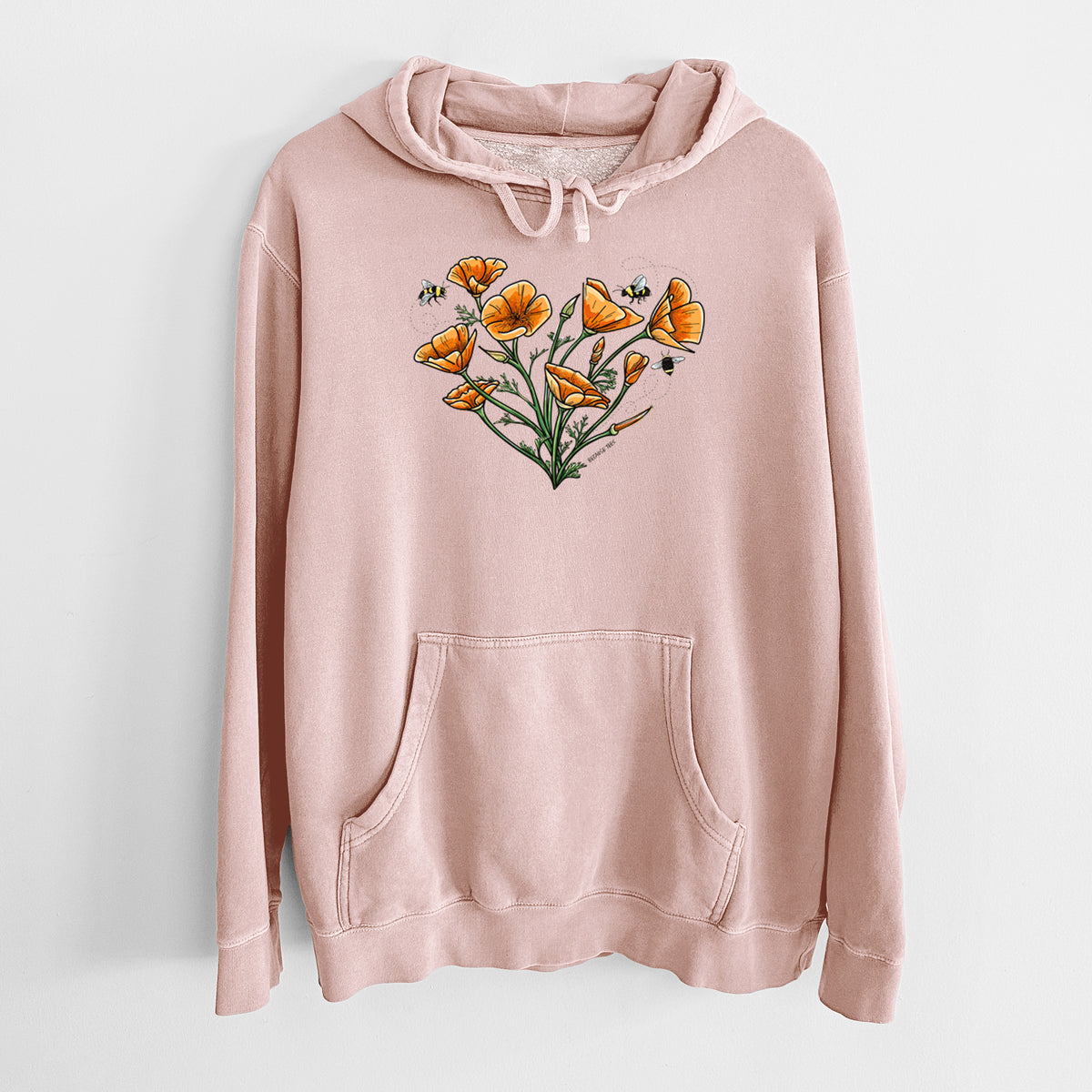 Color California Poppy Heart - Unisex Pigment Dyed Hoodie