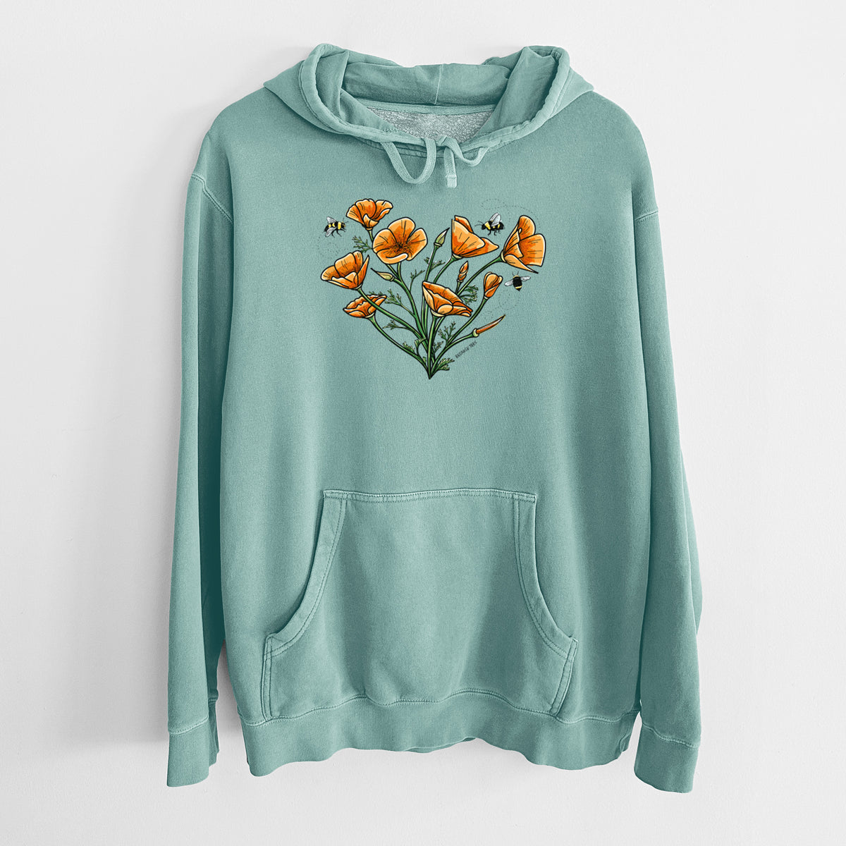 Color California Poppy Heart - Unisex Pigment Dyed Hoodie