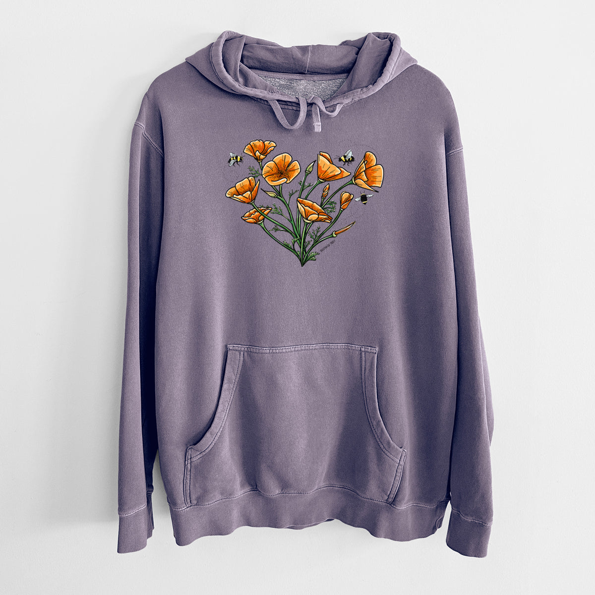 Color California Poppy Heart - Unisex Pigment Dyed Hoodie