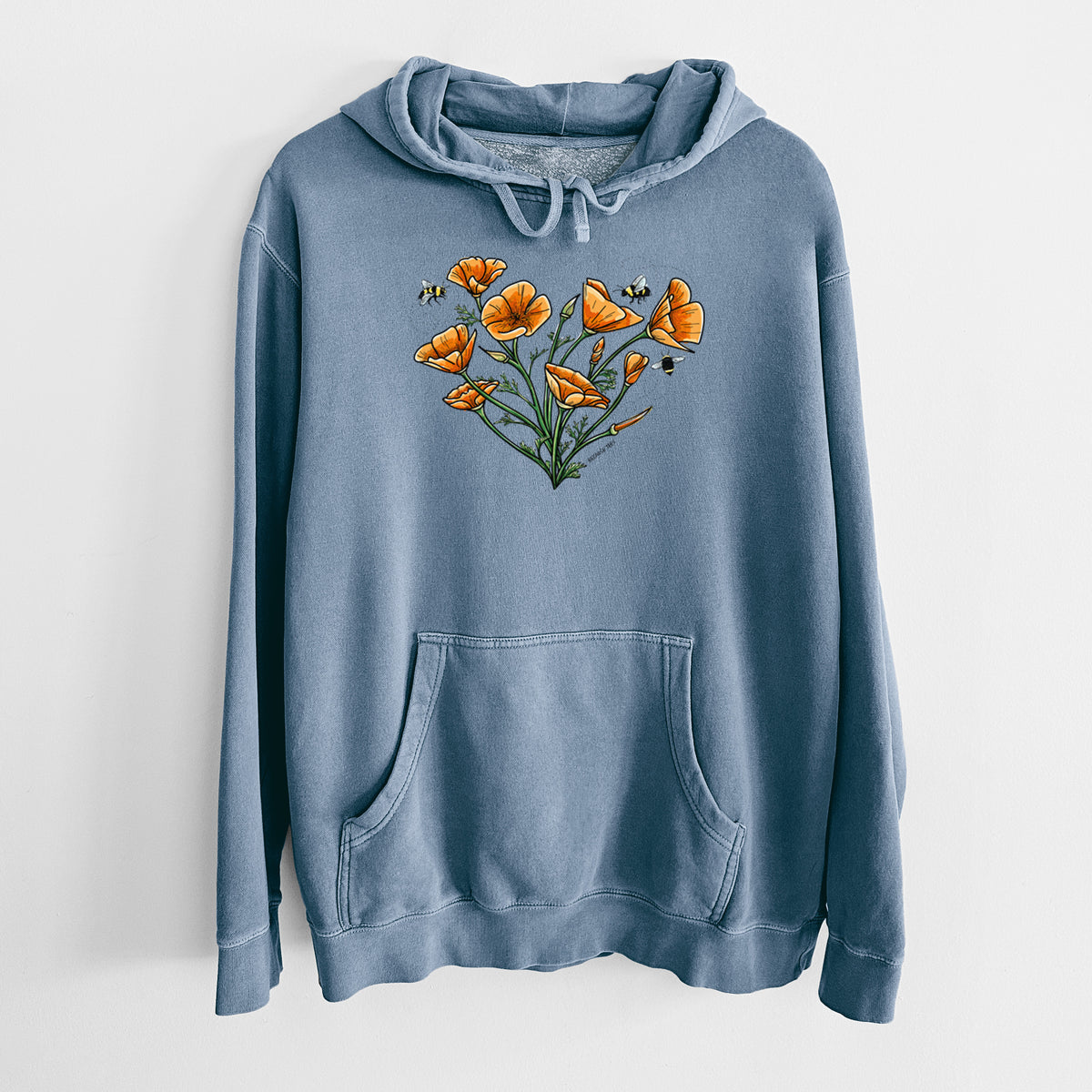 Color California Poppy Heart - Unisex Pigment Dyed Hoodie