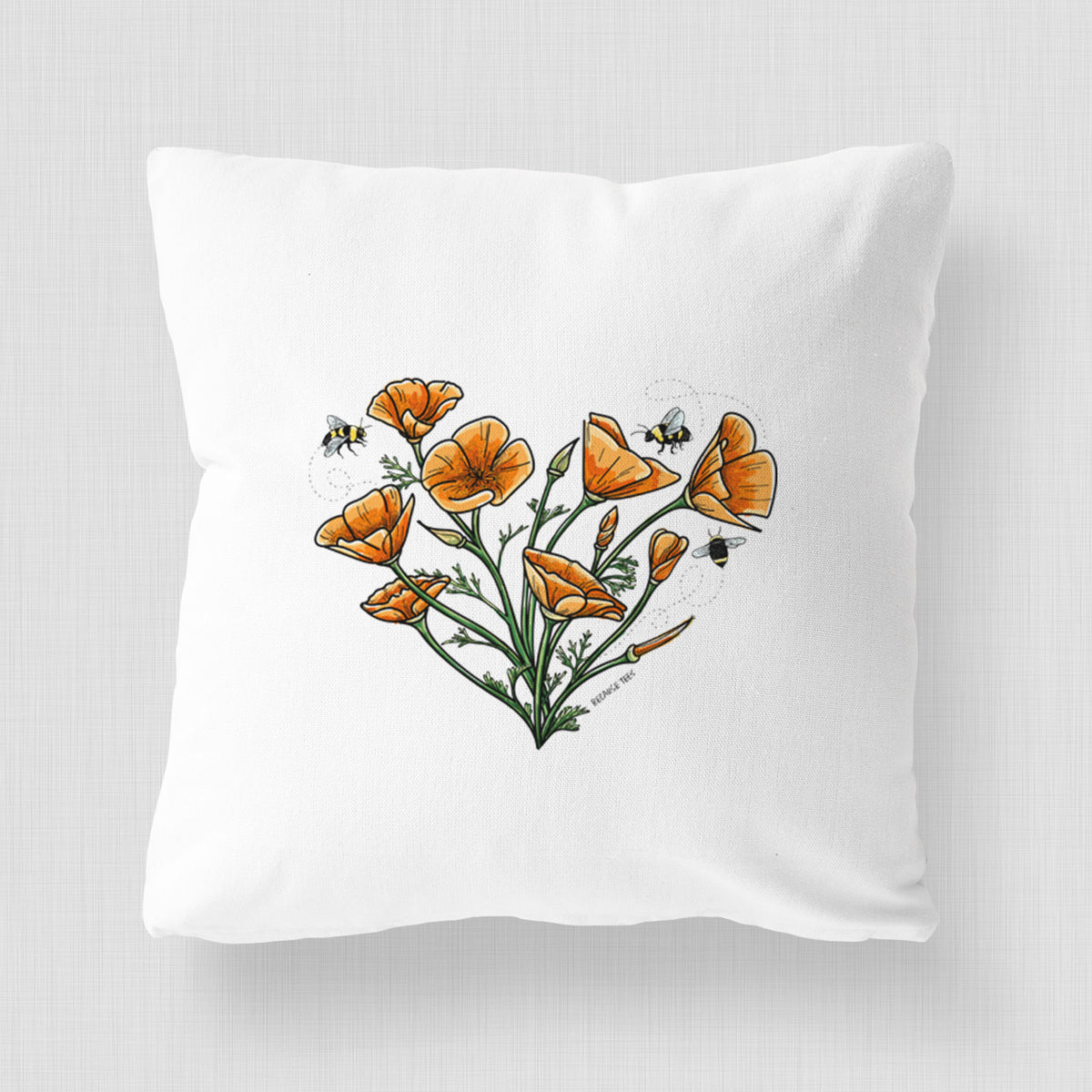 Color California Poppy Heart - Throw Pillow Cover