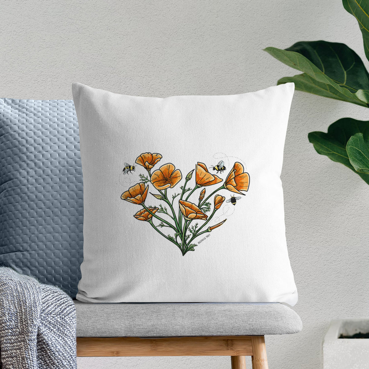 Color California Poppy Heart - Throw Pillow Cover