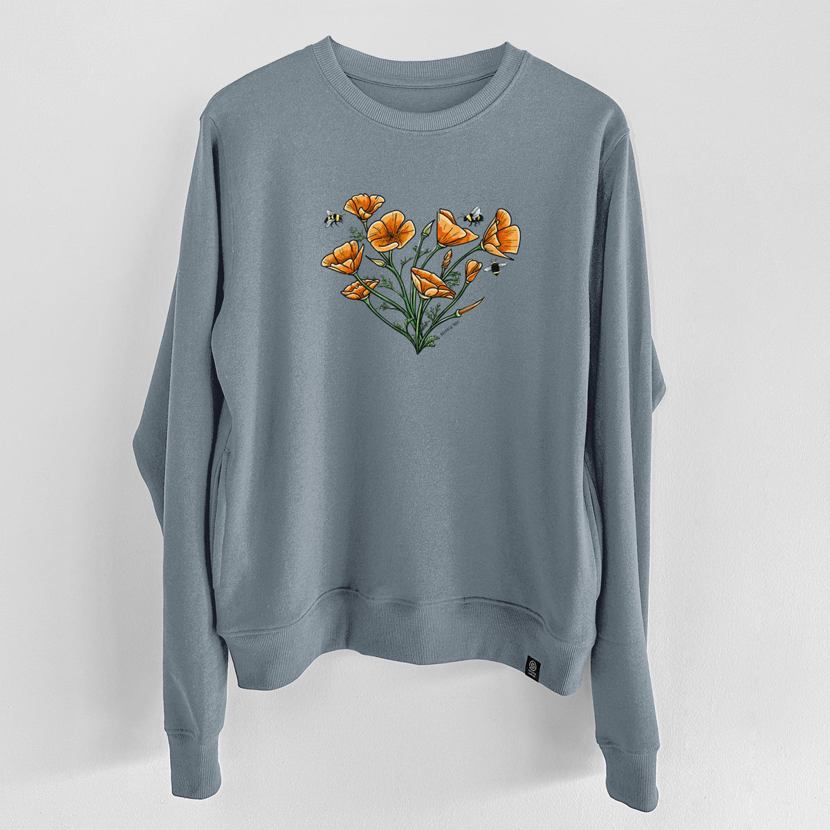 Color California Poppy Heart  - Unisex Reclaimed Crewneck Sweatshirt