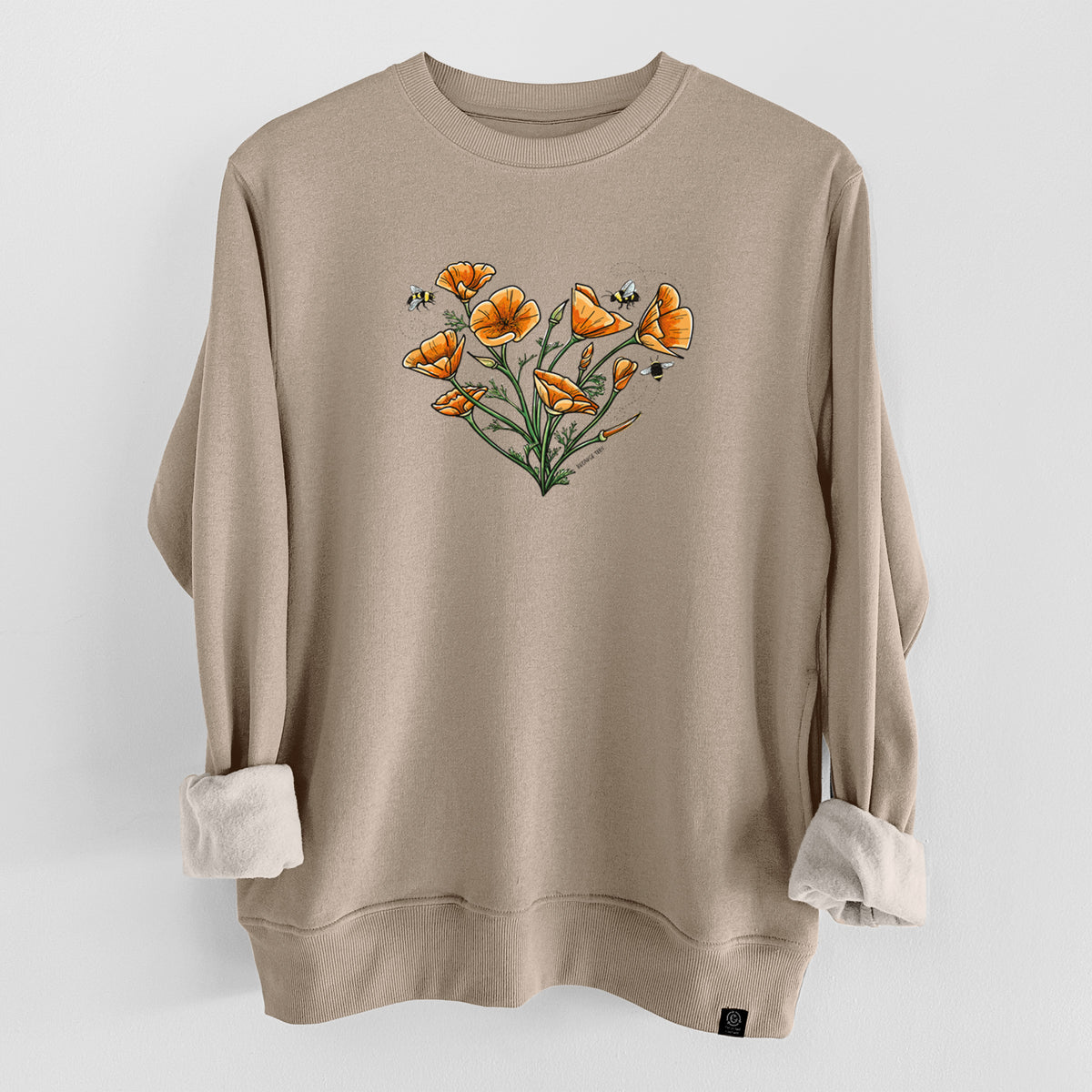 Color California Poppy Heart  - Unisex Reclaimed Crewneck Sweatshirt