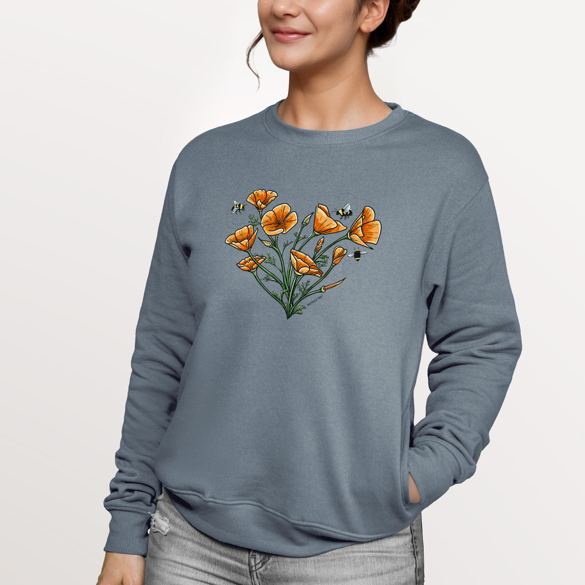 Color California Poppy Heart  - Unisex Reclaimed Crewneck Sweatshirt