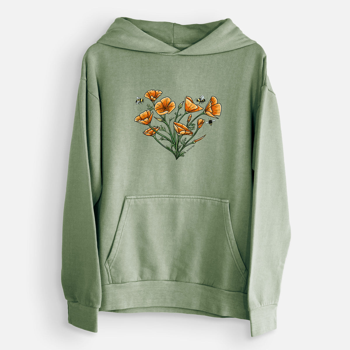 Color California Poppy Heart  - Urban Heavyweight Hoodie