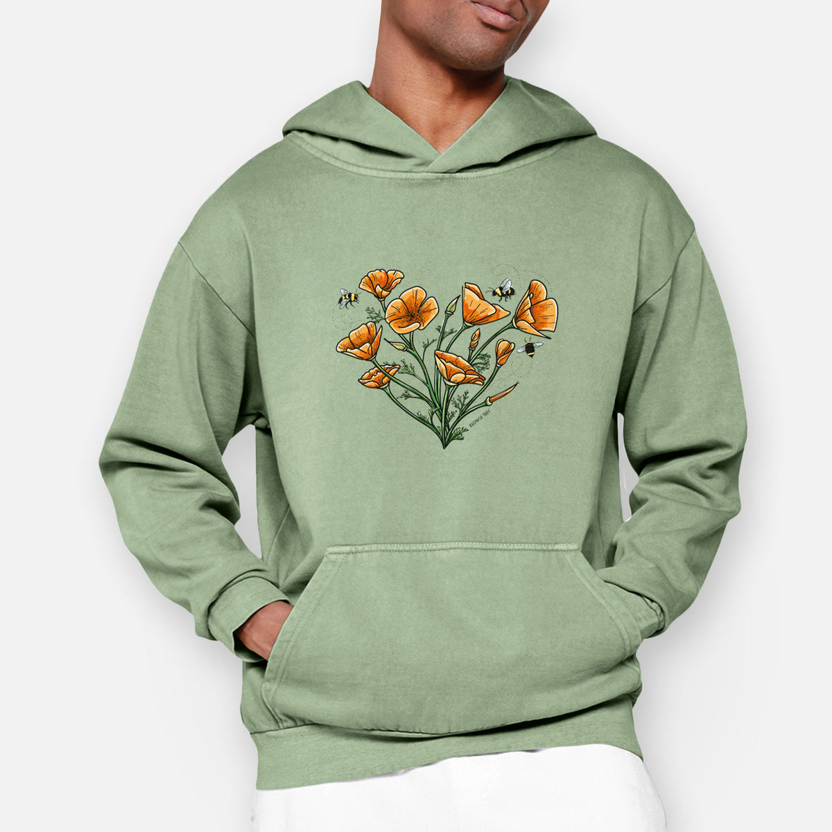 Color California Poppy Heart  - Urban Heavyweight Hoodie