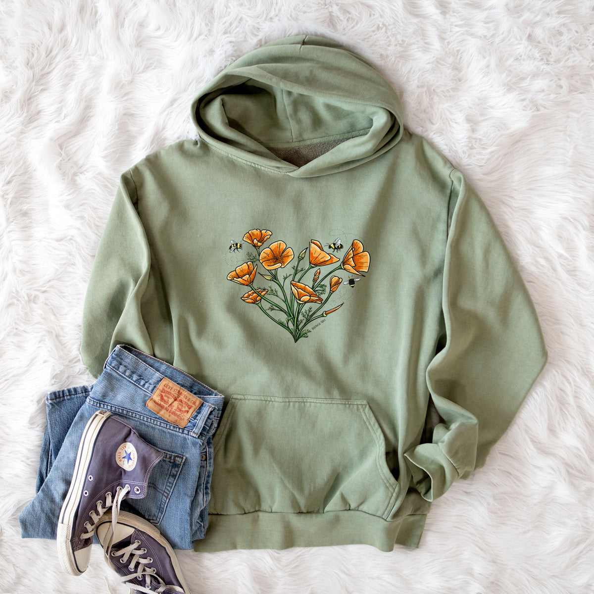 Color California Poppy Heart  - Urban Heavyweight Hoodie