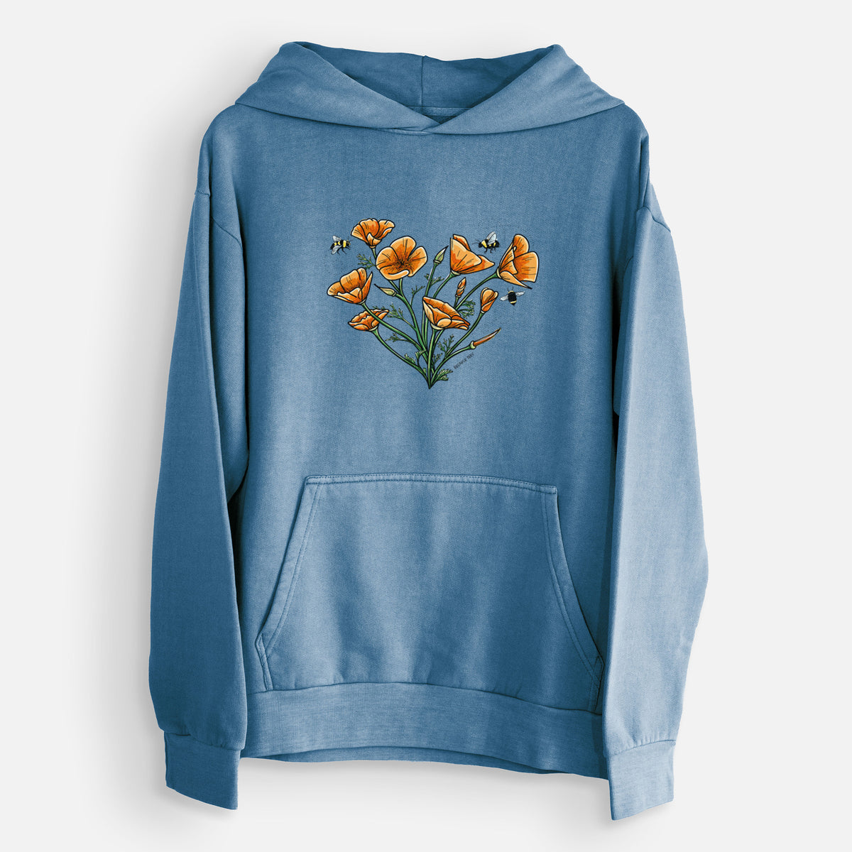 Color California Poppy Heart  - Urban Heavyweight Hoodie