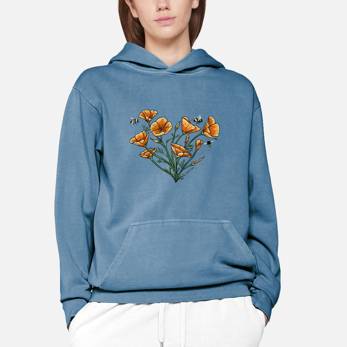 Color California Poppy Heart  - Urban Heavyweight Hoodie