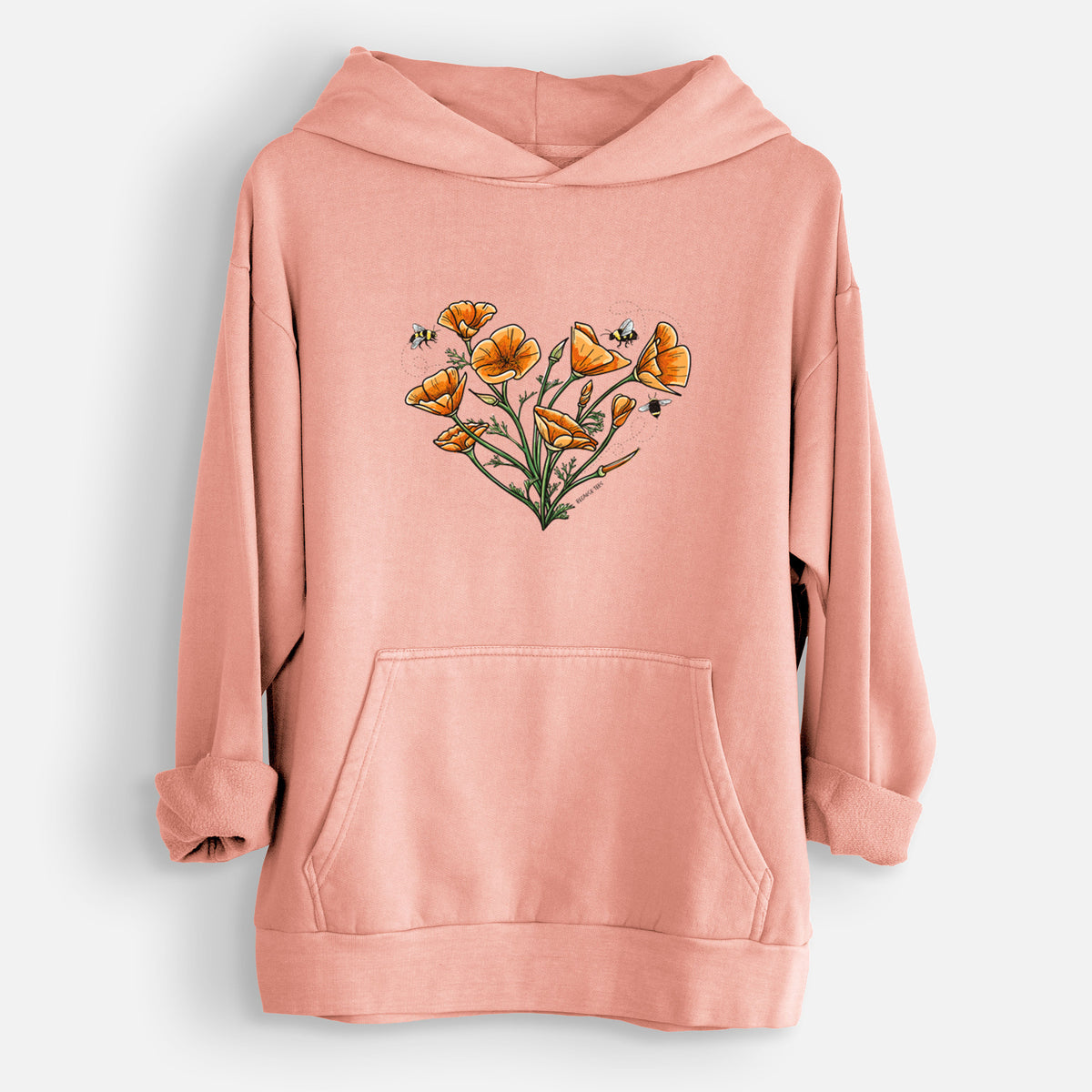 Color California Poppy Heart  - Urban Heavyweight Hoodie