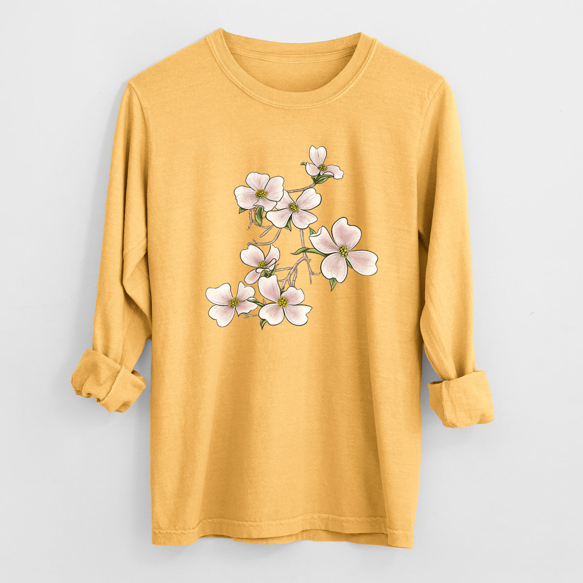 Flowering Dogwood - Cornus florida - Heavyweight 100% Cotton Long Sleeve