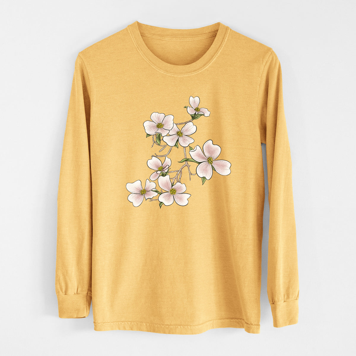 Flowering Dogwood - Cornus florida - Heavyweight 100% Cotton Long Sleeve