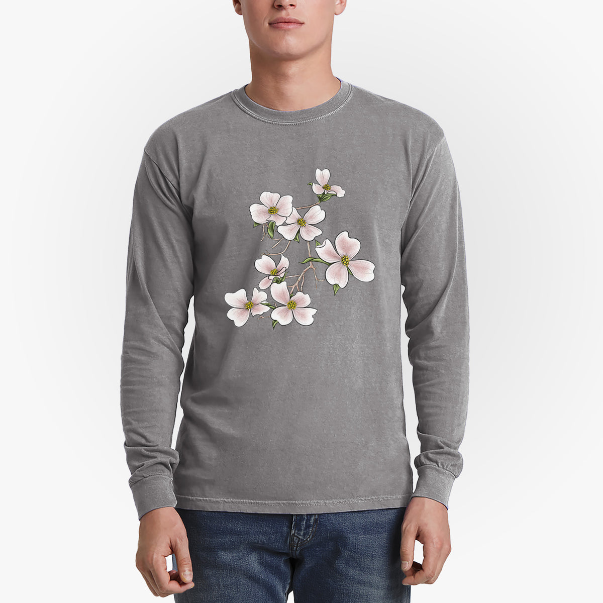 Flowering Dogwood - Cornus florida - Heavyweight 100% Cotton Long Sleeve