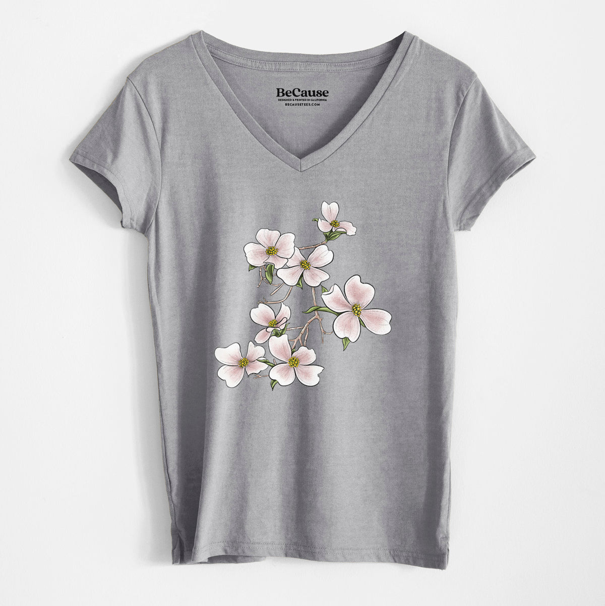 Flowering Dogwood - Cornus florida - Women&#39;s 100% Recycled V-neck