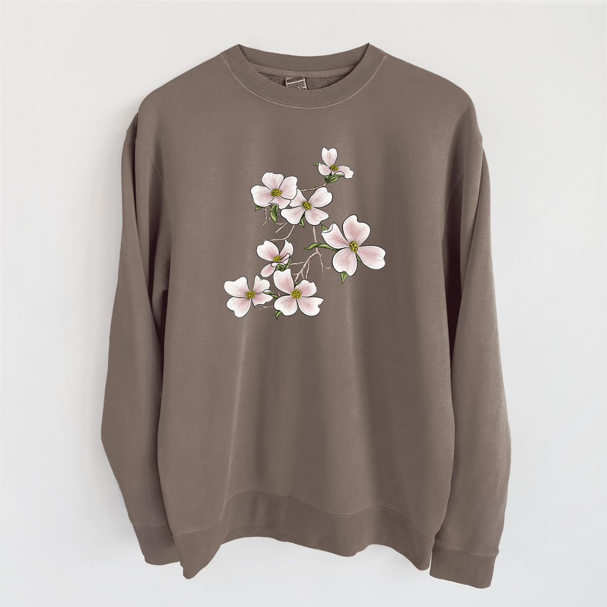 Flowering Dogwood - Cornus florida - Unisex Pigment Dyed Crew Sweatshirt in Espresso