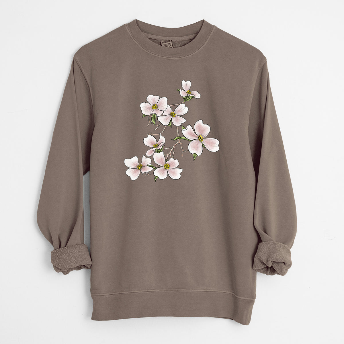 Flowering Dogwood - Cornus florida - Unisex Pigment Dyed Crew Sweatshirt in Espresso