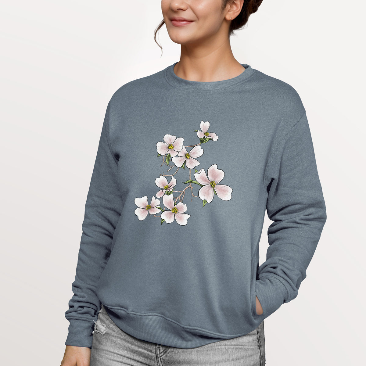 Flowering Dogwood - Cornus florida  - Unisex Reclaimed Crewneck Sweatshirt