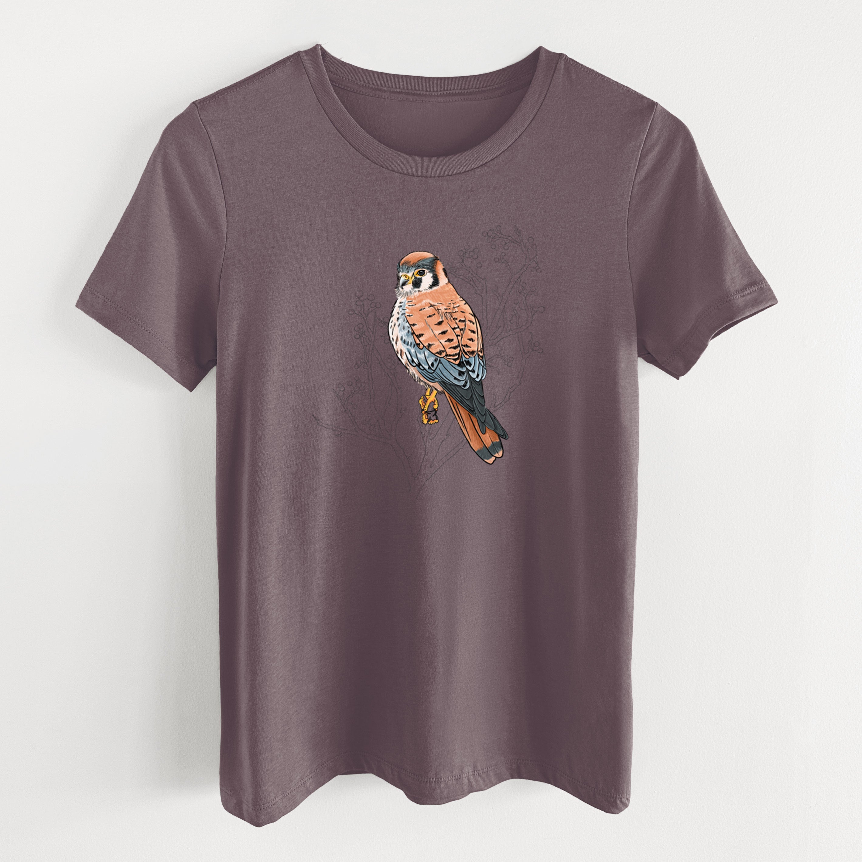 Vibrant American Kestrel - Falco sparverius - Women's Lightweight Relaxed Fit 100% Cotton Crewneck
