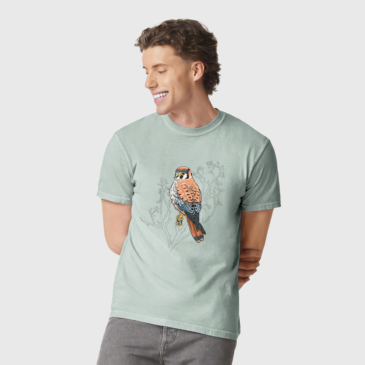 Vibrant American Kestrel - Falco sparverius - Unisex Comfort Colors Garment-Dyed Heavyweight T-shirt