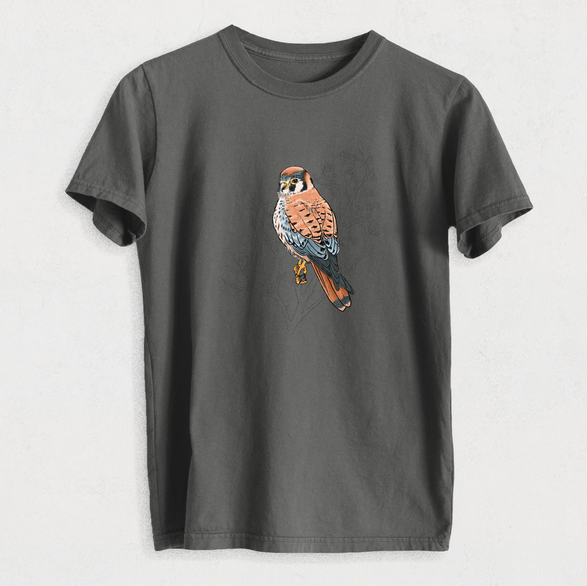 Vibrant American Kestrel - Falco sparverius - Heavyweight Men&#39;s 100% Organic Cotton Tee