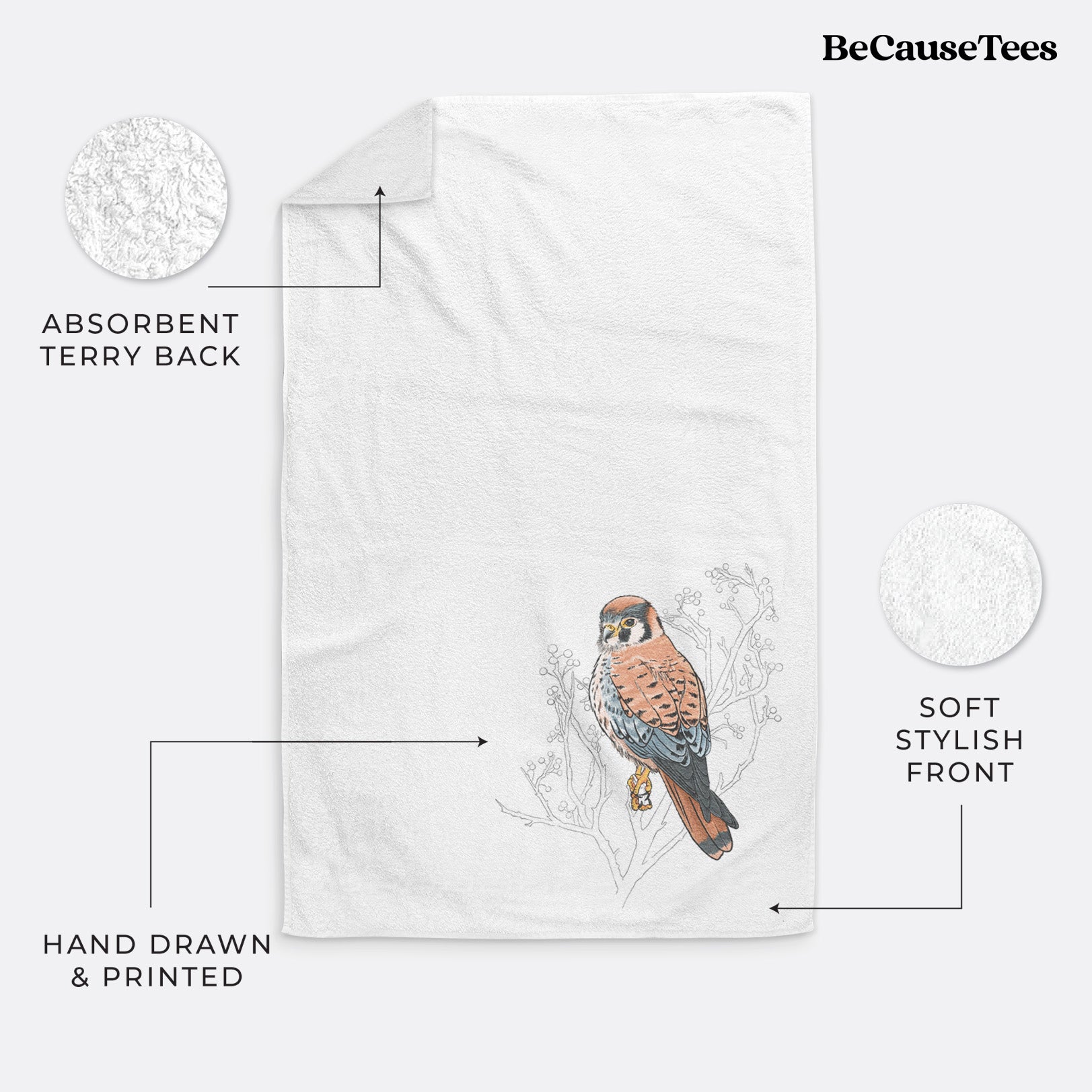 Vibrant American Kestrel - Falco sparverius Premium Hand Towel