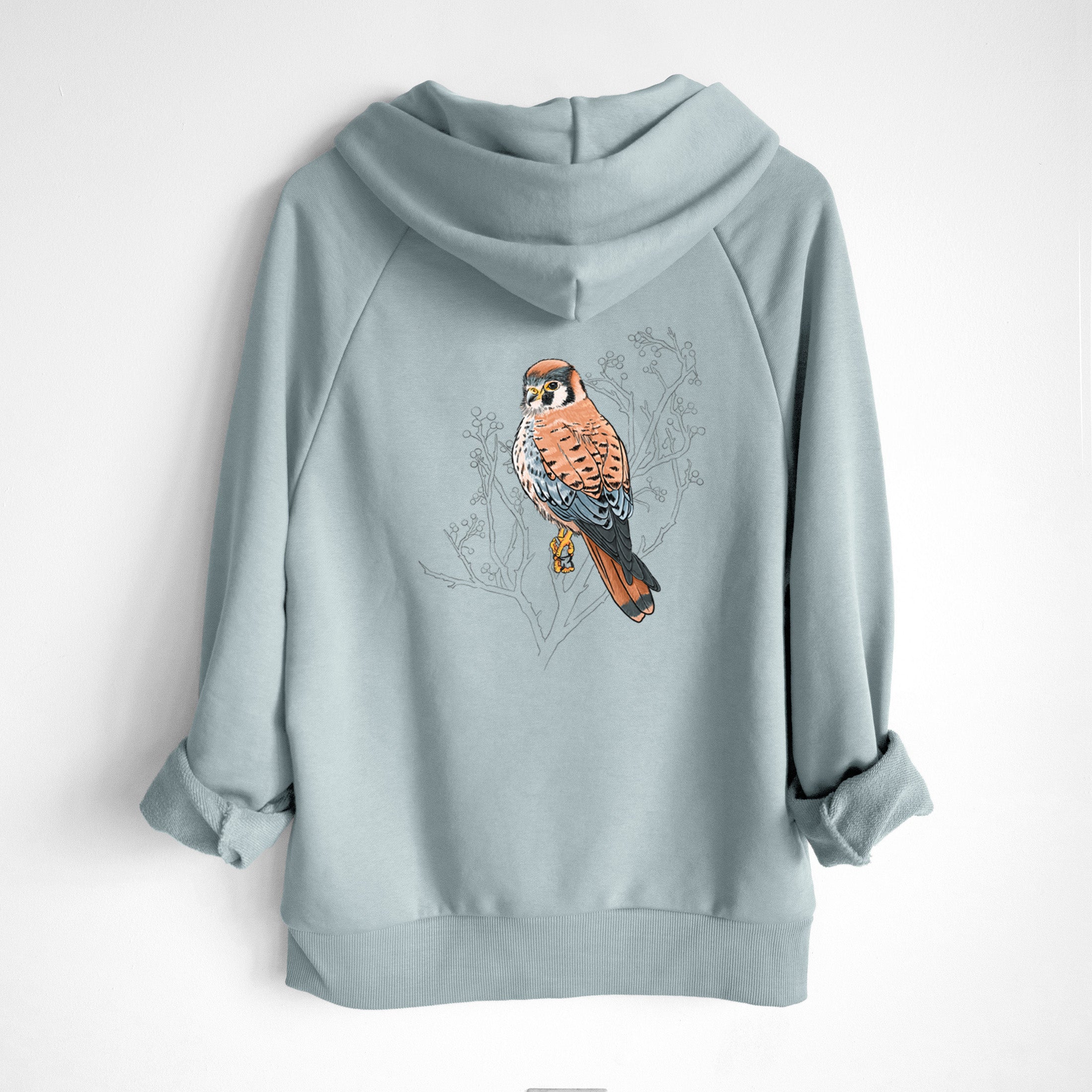 Vibrant American Kestrel - Falco sparverius - UltraLuxe Heavyweight French Terry Hoodie