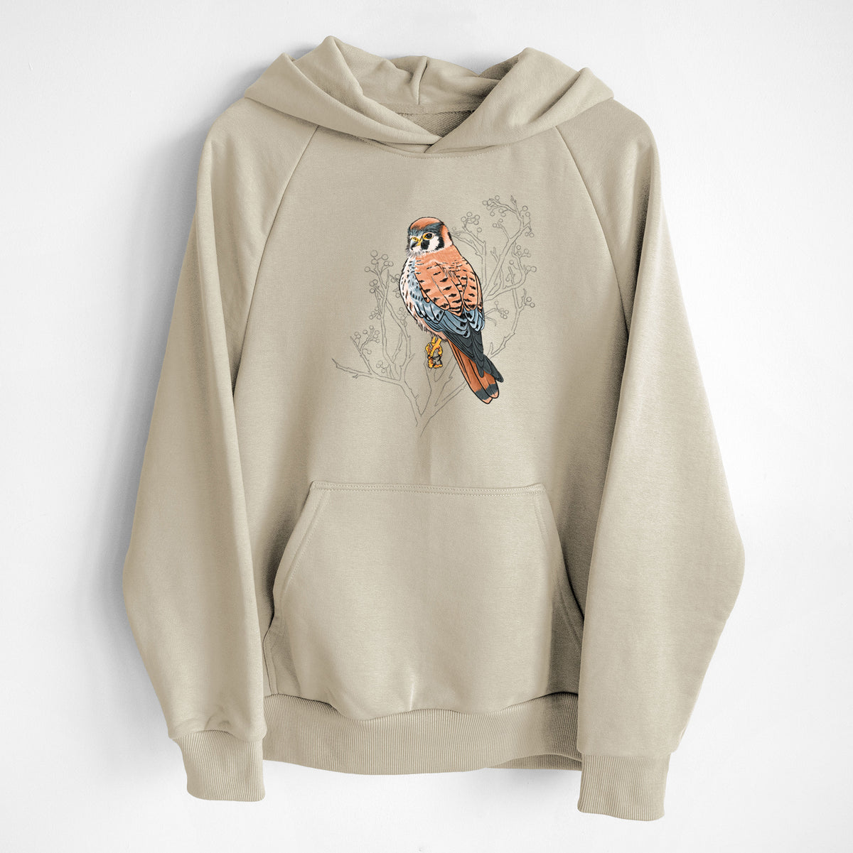Vibrant American Kestrel - Falco sparverius - UltraLuxe Heavyweight French Terry Hoodie