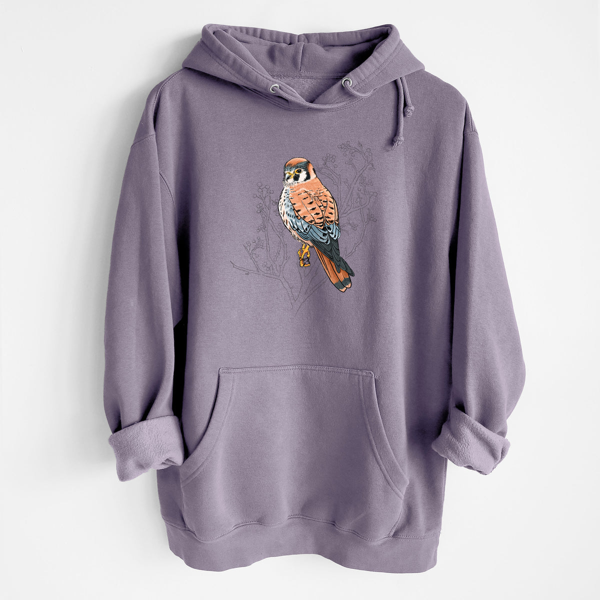 Vibrant American Kestrel - Falco sparverius - Heavyweight Fleece Hoodie