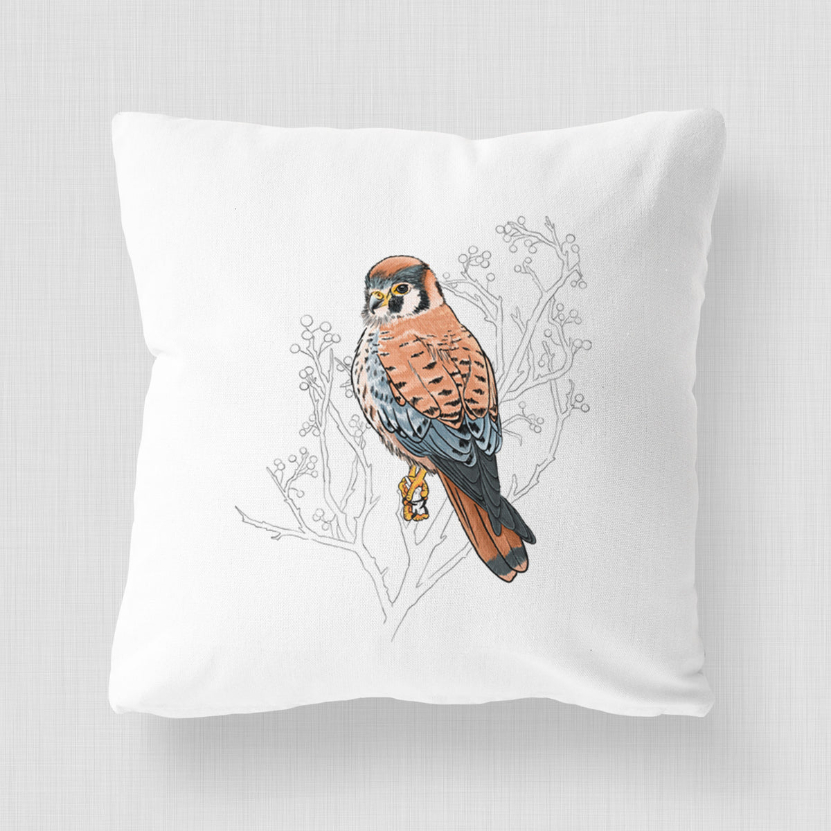 Vibrant American Kestrel - Falco sparverius - Throw Pillow Cover